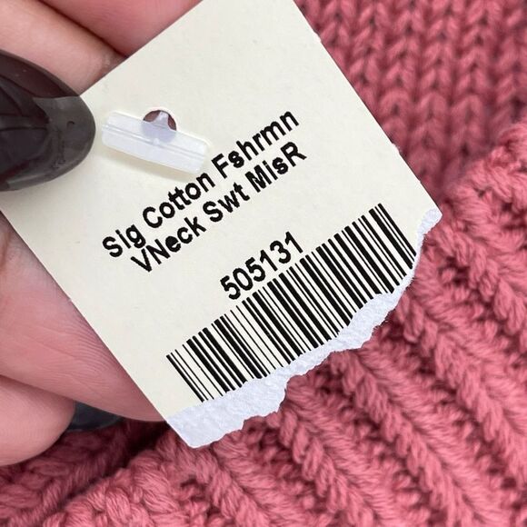 L.L. Bean Signature Women’s Pink Cotton Fisherman V-Neck Tunic Sweater Small - Picture 8 of 12